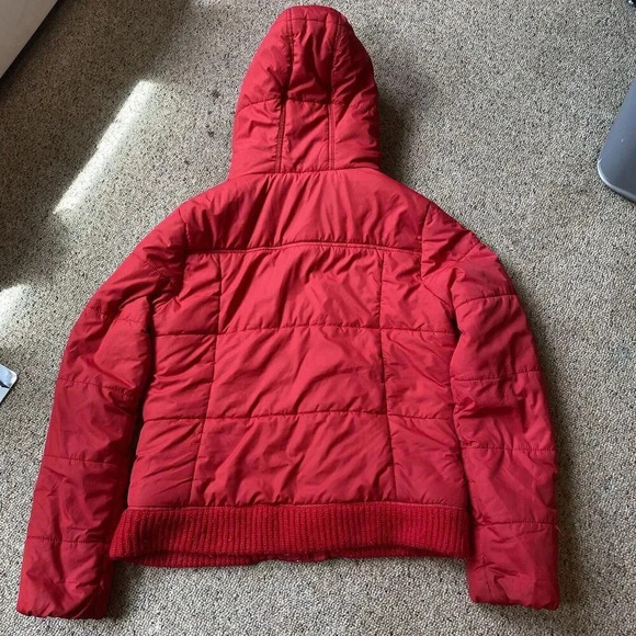 Aeropostale Womens Jacket Jacket XL Red Fleece Puffer Hoodie Pockets Full Zip - Picture 6 of 12
